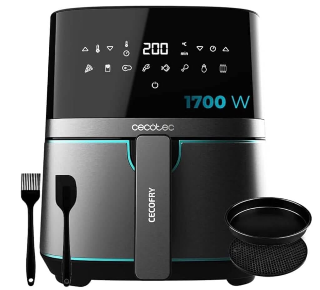 Cecotec Heißluftfritteuse 5,5 L Cecofry Full InoxBlack 5500 Pro mit Zubehör – 46% Rabatt