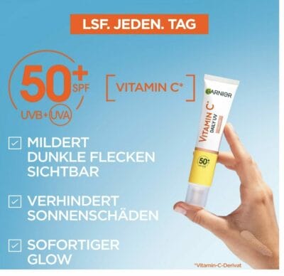 Garnier Vitamin C Sonnencreme: LSF 50+ Schutz mit hautkorrigierendem Vitamin C