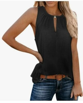 Stylisches Sommer-Top: Tank Top Damen Oberteil mit V-Ausschnitt und ärmellosem Design. Jetzt entdecken!