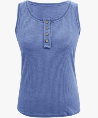 Sommerliches Damen Tank Top mit U-Ausschnitt: Slim Fit, ärmellos, gerippt, in verschiedenen Farben.