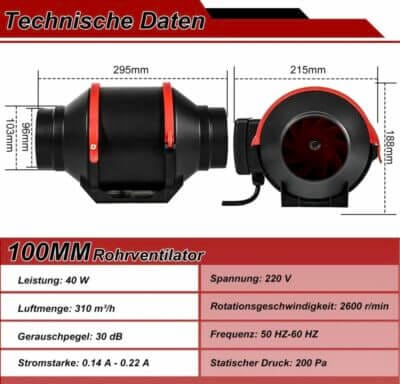 Optimiere deine Luftqualität mit dem Daromigo Rauchabzug Rohrventilator: leistungsstark, leise, variabel steuerbar und energieeffizient.