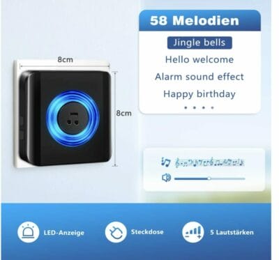 Satisure Funksignal Weiterleitung: Zuverlässige Türklingelerweiterung mit 58 Melodien und einfacher Installation