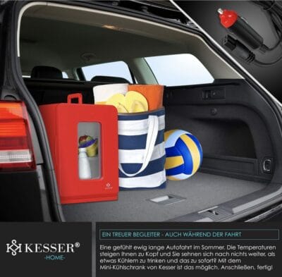 KESSER® 2in1 Mini Kühlschrank: 15 Liter, Kühl- und Heizfunktion, tragbar, ideal für Auto, Büro, Camping.