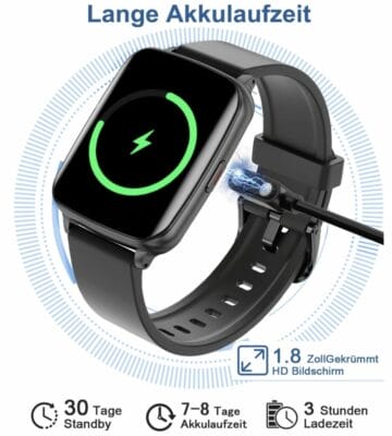 Loyaa Smartwatch für Herren: 1.8 Zoll HD, IP68, 100+ Sportmodi, Gesundheitsüberwachung, stilvoll und funktional.