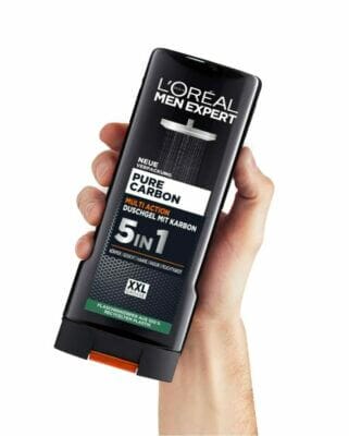 Gründliche Reinigung: L'Oréal Paris Men Expert 5in1 Duschgel für Körper, Haar und Gesicht.