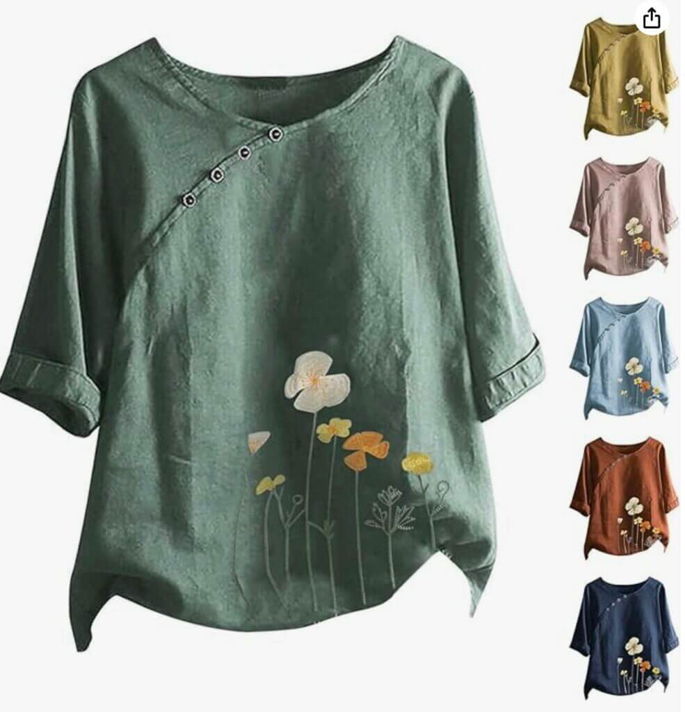 Damen Musselin Bluse mit Stickerei – 50% Rabatt