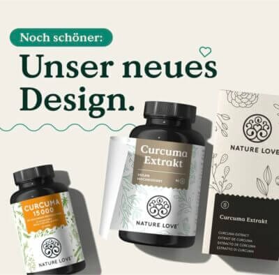 Stärke deine Gesundheit natürlich mit NATURE LOVE® Curcuma Extrakt, hochdosiert mit 95% Curcuminoiden und Piperin.