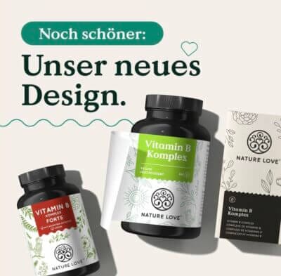 Stärke Energie und Nerven mit NATURE LOVE® Vitamin B-Komplex – vegan, hochdosiert und natürlich.