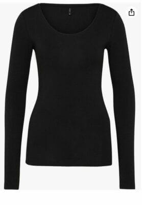ONLY Damen Longsleeve Langarmshirt Slim Fit Rundhalsausschnitt schwarz