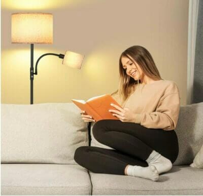 Moderne Stehleuchte: OTREN Wohnzimmer Stehlampe mit Deckenfluter und schwenkbarer Leselampe - praktisch und stilvoll!