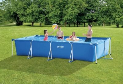 Intex Rectangular Frame Pool: Groß, robust, einfach aufzubauen, mit Filterpumpenanschluss, ideal für den Sommer.