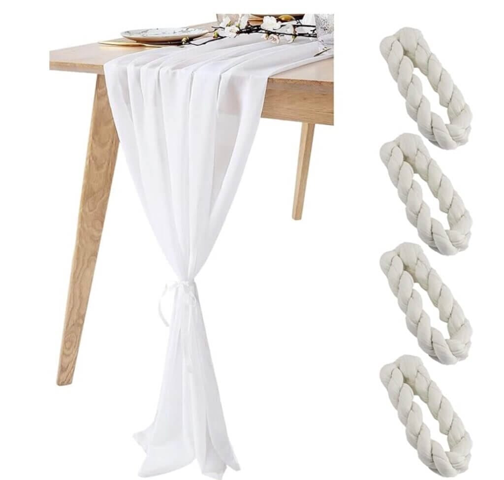 Quxvena 4 Stück Tischläufer Weiß 300 x 90 cm – 50% Rabatt