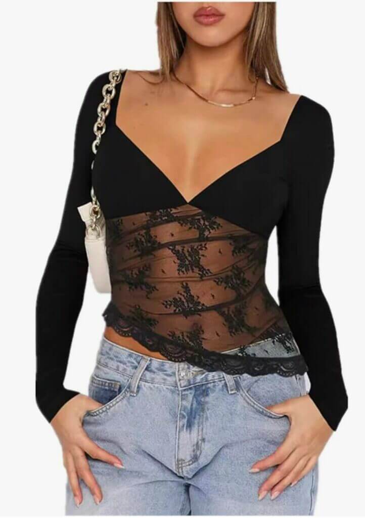 Damen Spitzen Oberteil – 50% Rabatt