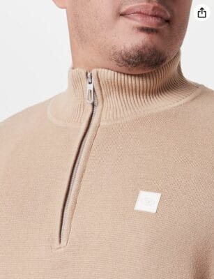 TOM TAILOR Herren Troyer Strickpullover in Beach Sand: Unifarben, Reißverschluss, weiches Strickmaterial, pflegeleicht.