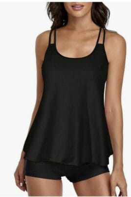 Stilvoller Bauchweg Badeanzug Set - Tankini mit Push-Up-Effekt und High-Waist Shorts für den Sommer.
