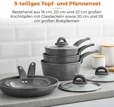 Tower T81276 Cerastone: Hochwertiges, langlebiges Topf- und Pfannenset mit Antihaftbeschichtung für vielseitiges Kochen.