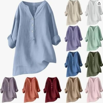 Musselin Bluse aus hochwertiger Baumwolle und Leinen