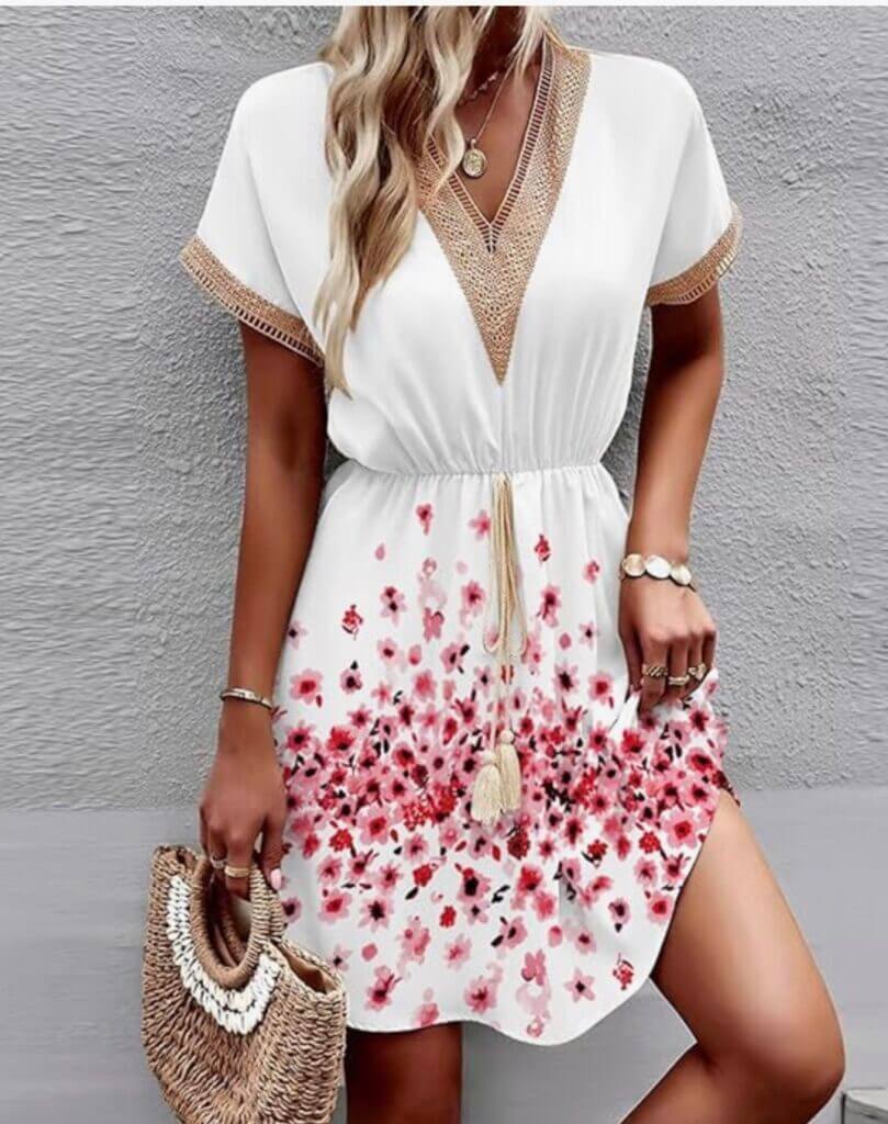 Lässiges Sommerkleid mit Blumendruck – 50% Rabatt