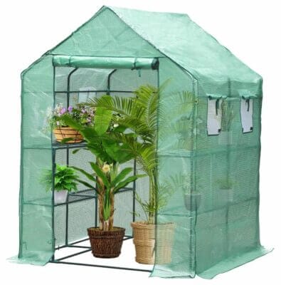 Gewächshaus aus Folien Gewächshaus aus Folien mit aufrollbarer Uhr