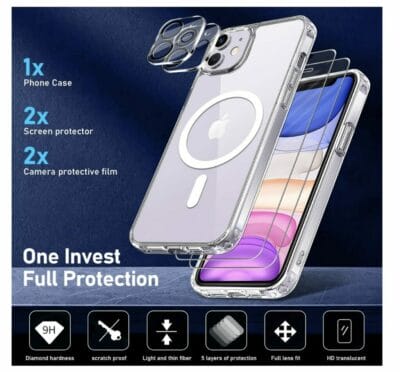 YisrLery 5-in-1 iPhone 11 Hülle: Maximaler Schutz, MagSafe-Unterstützung und transparentes Design. 