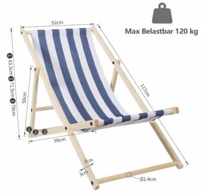 Gestreifter Liegestuhl für den Strand