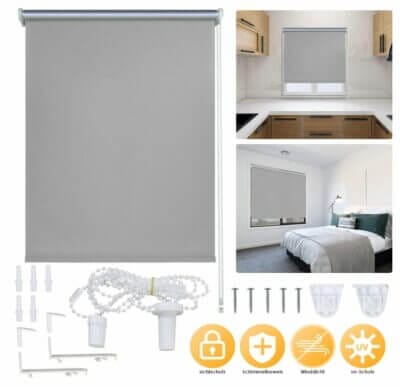 Verdunklungsrollo zum Einhängen mit Maßen von 100 x 200 cm