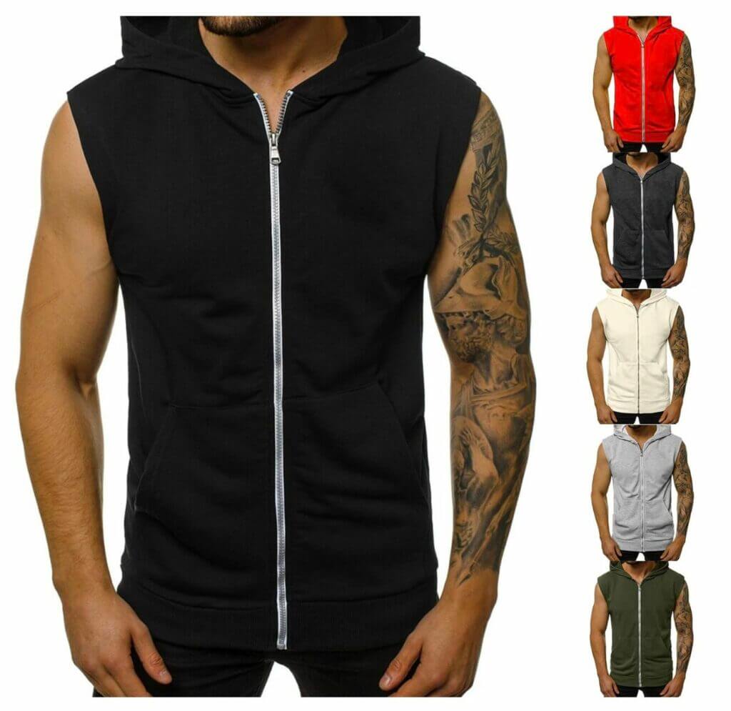 Ärmellose Kapuzenjacke für Herren – 60% Rabatt