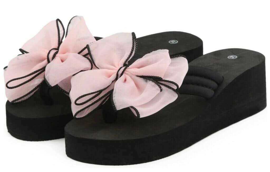 Damen Plateau Flip Flops mit Schleife – 50% Rabatt