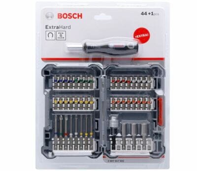 Bosch Professional 45-teiliges Schrauberbit Set: S2-Stahl, Torsionszone, farbcodiert, mit modularem Koffer.