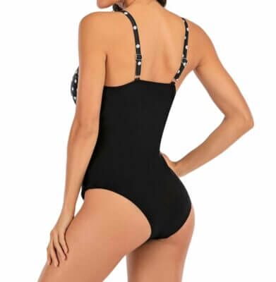 Eleganter Jamicy Damen Badeanzug mit V-Ausschnitt, Push-Up und Bauchweg-Funktion für stilvolle Strandtage.