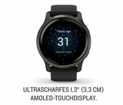 Garmin Venu 2: GPS-Fitness-Smartwatch mit AMOLED-Display, 25 Sport-Apps, Musik und Garmin Pay.