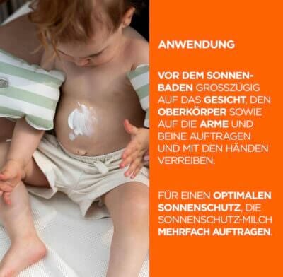 Garnier Sonnencreme für Kinder LSF 50+: Wasserfest, sandresistent, schnell einziehend, ideal für empfindliche Kinderhaut.