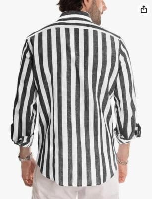 Meilicloth Herren Langarmhemd: Gestreift, Casual, pflegeleicht, Polyester-Baumwollmix, in vielen Farben und Mustern erhältlich.