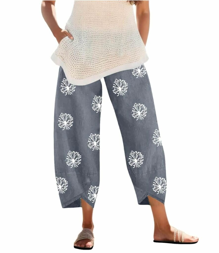 Damen Leinenhose mit Print – 50% Rabatt