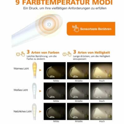 USB-wiederaufladbare CIRYCASE Leselampe: 7 LEDs, 3 Lichtmodi, dimmbar, 360° flexibel – ideal fürs Nachtlesen.