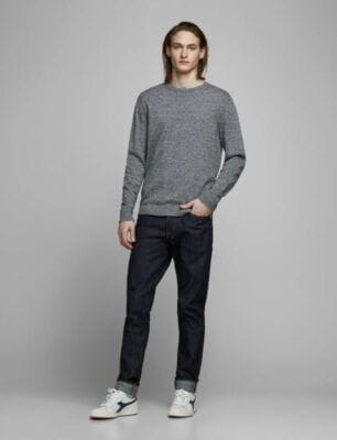 JACK & JONES Male Strickpullover: Rundhals, einfarbig, aus Baumwolle, weich, bequem, elastisch. Vielseitig kombinierbar.