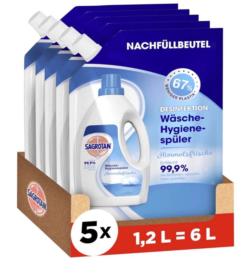 5 Sagrotan Wäsche-Hygienespüler Himmelsfrische Nachfüller – 33% Rabatt