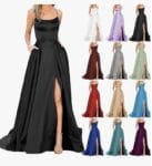 a woman in a long dress