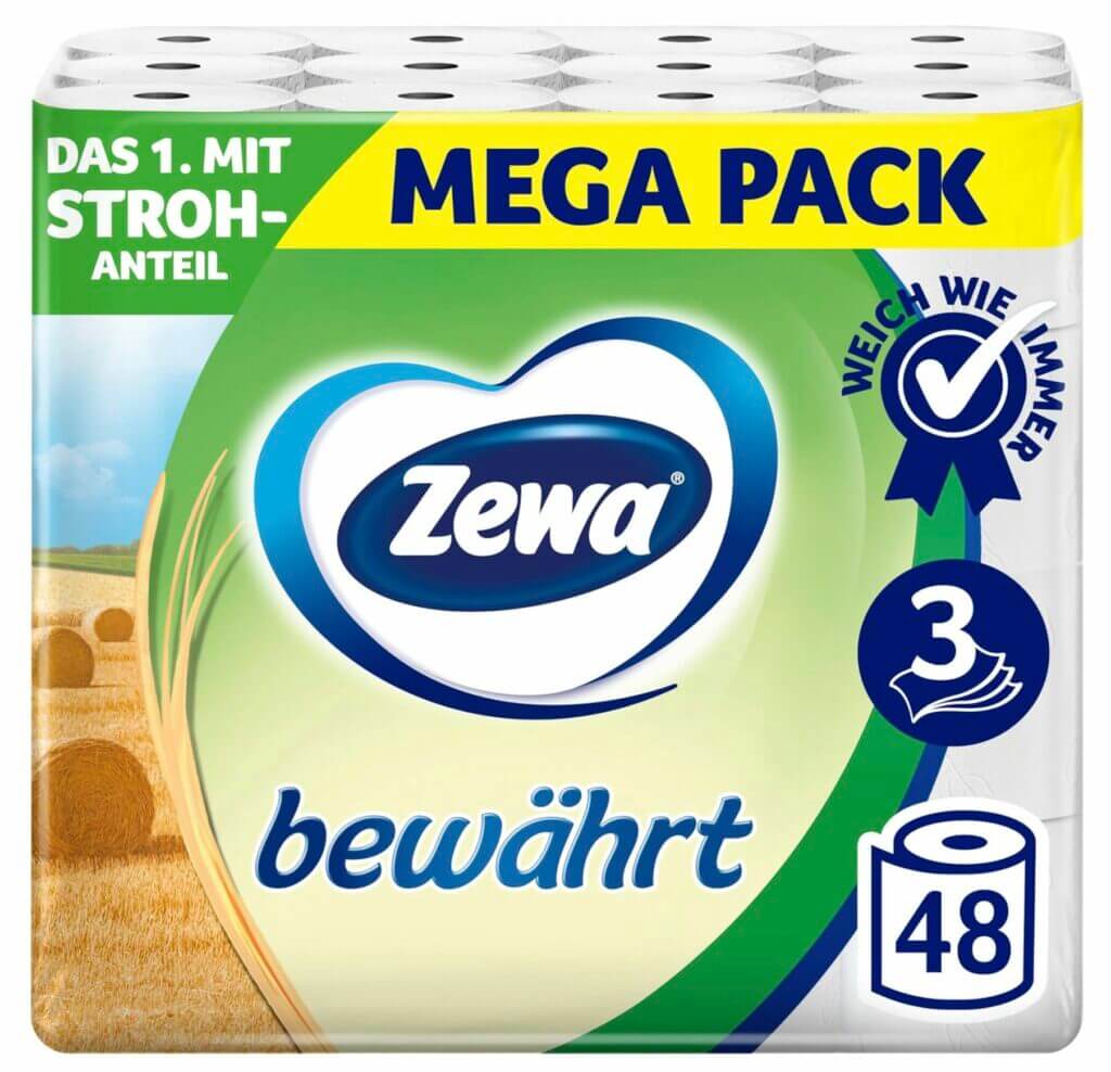 Zewa bewährt Toilettenpapier mit Strohanteil 48 Rollen – 43% Rabatt