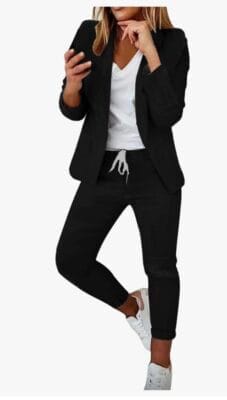 Damen Anzug Set 2-teilig schwarz Blazer und Hose 