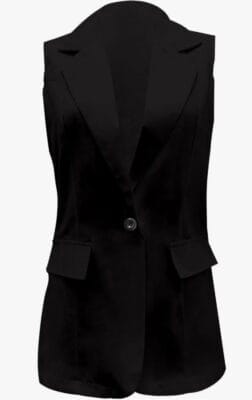 Elegante Damen Weste: Ärmellose Blazer Jacke, Slim Fit, mit Taschen, perfekt für Büro und Freizeit.