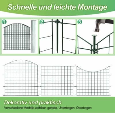 Montageansicht des Fiqops Teichzaun
