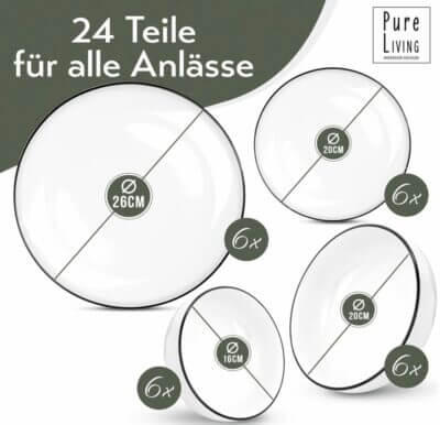 Stilvolles Geschirrset Scandi Style, 24 Teile