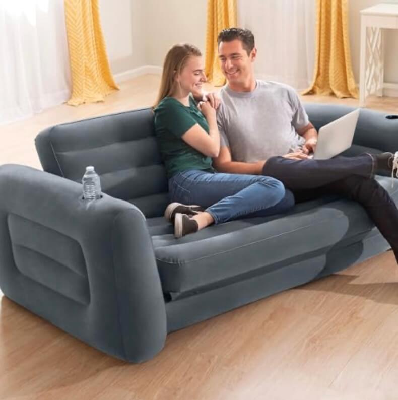 Intex Schlafcouch, Hellgrau, Größe 203 x 231 x 66 cm – 45% Rabatt