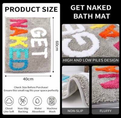 JINGYOU rutschfester Badteppich: Weiche Mikrofaser, wasserabsorbierend, maschinenwaschbar. Ideal für sicheres, stilvolles Badezimmer.