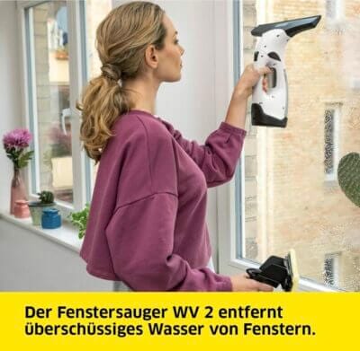 Kärcher Akku-Fenstersauger WV 2 Plus N: 35 Minuten Akkulaufzeit, LED-Anzeige, inklusive Zubehör. Effiziente Reinigung.