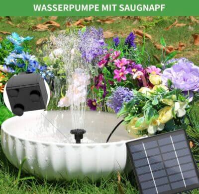 AISITIN Solarbrunnen: Nachhaltige Gartengestaltung, 6 Sprühköpfe, einfache Anwendung, perfekt für Teiche und Vogelbäder.