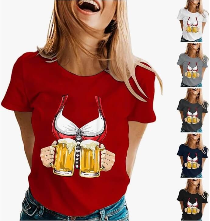 Damen T-Shirt mit Oktoberfest Druck – 50% Rabatt