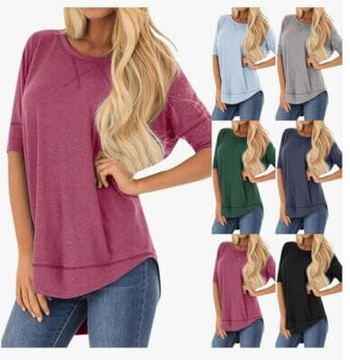 Damen Oversize T-Shirt Übersicht der Farbvarianten