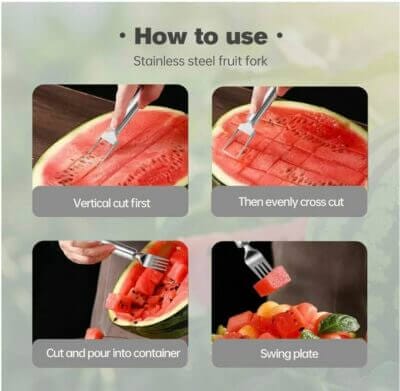 Ein Wassermelonengabel-Schneidewerkzeug mit Doppelkopf